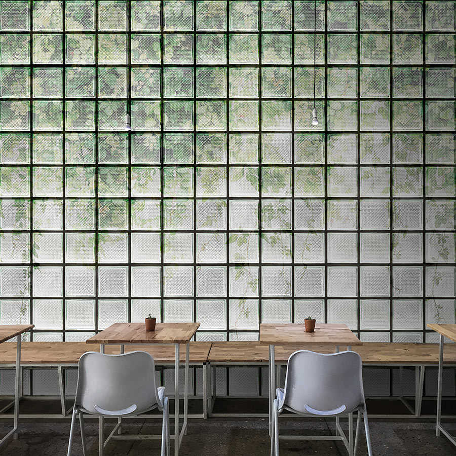 Fotomural Walls by Patel - Green House 2 - Greenhouse photo wallpaper leaves & glass blocks