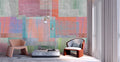 Fotomural Walls by Patel - network1 - Photo wallpaper modern abstract art in colourful texture in textile look - pink, grey