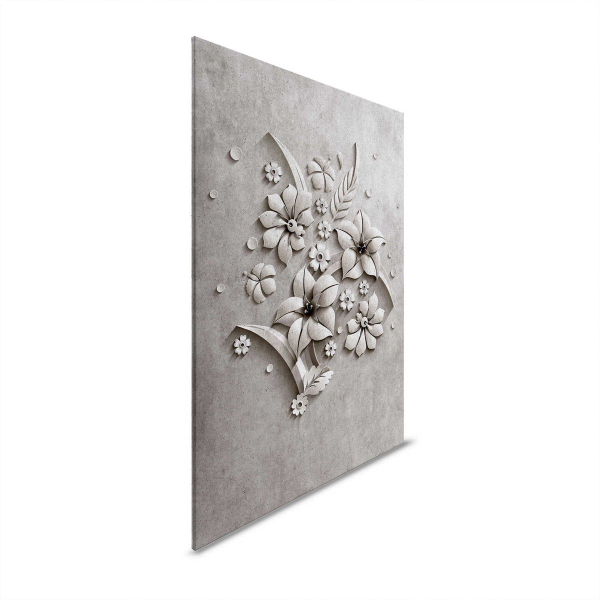 Relieve 1 - Pintura sobre lienzo en estructura de hormigón de un relieve floral