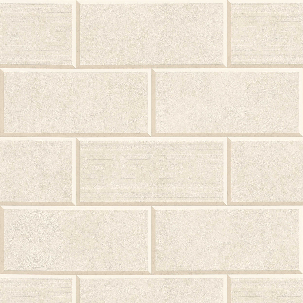 Versace Home - papel pintado aspecto de piedra arenisca mampostería - beige, crema