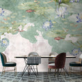 Fotomural Walls by Patel - Photo wallpaper »lily« - Water lilies on vintage plaster texture in the background - Smooth, slightly shiny premium non-woven fabric