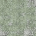 Fotomural Walls by Patel - Old damask 2 - Ornaments on green mottled wallpaper- Nature linen structure - Green