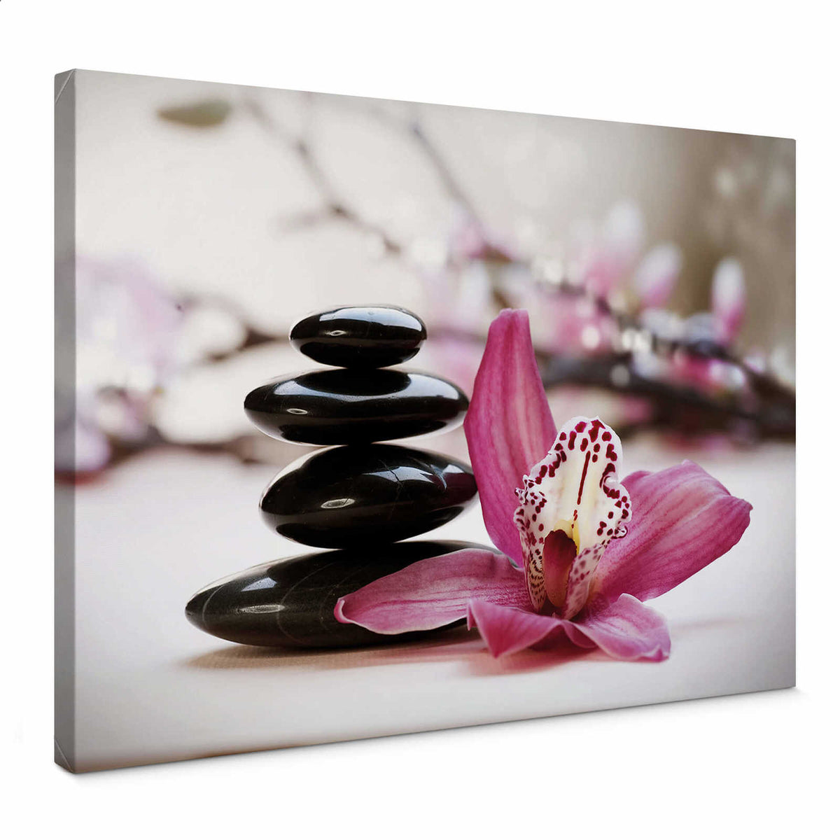 Lienzo Wellness Design Orquídea y piedras de masaje