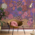 Fotomural Walls by Patel - Photo wallpaper »sati 1« - Floral design with linen structure look - Purple