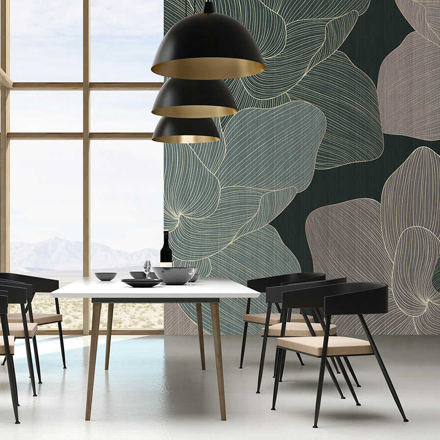 Fotomural Walls by Patel - Secret Place 2 - Dark photo wallpaper flower pattern in drawing style
