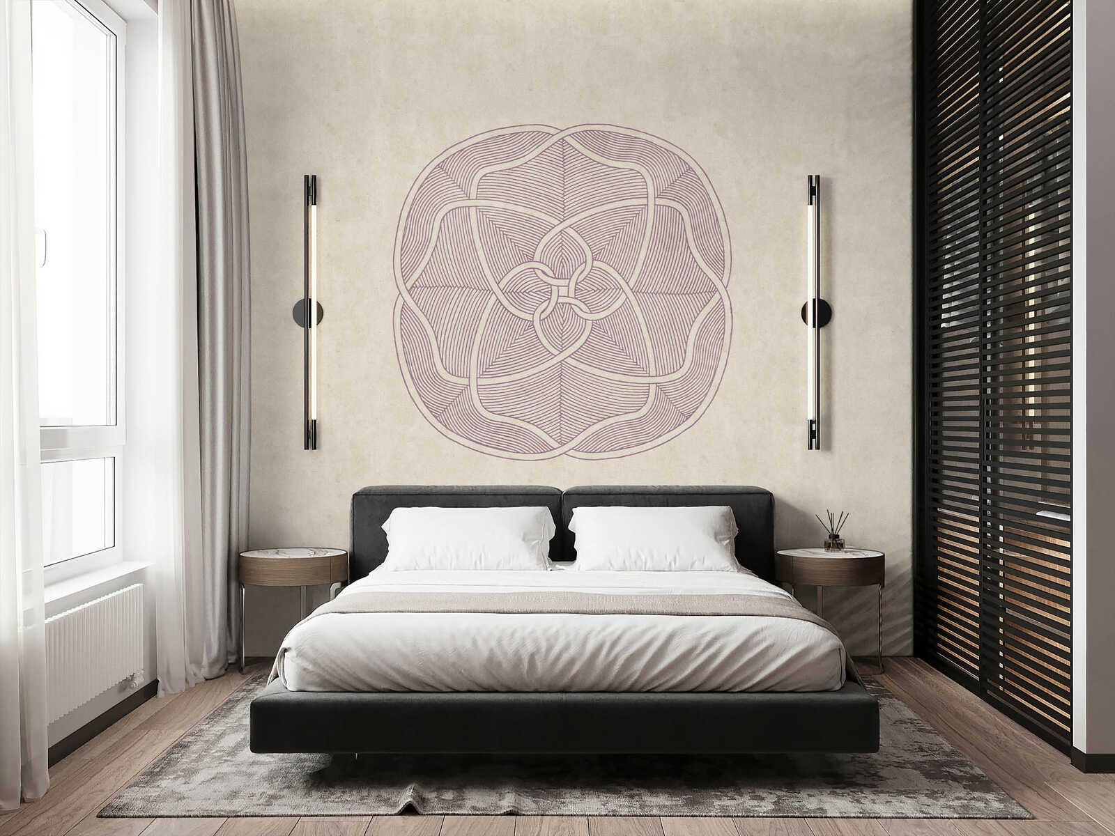 Fotomural Walls by Patel - knot3 - Graphic blossom wallpaper in modern style - beige, purple