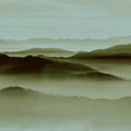 Fotomural Walls by Patel - Horizon 2 - Cardboard Structured Wallpaper with Fog Landscape, Nature Sky Line - Beige, Green