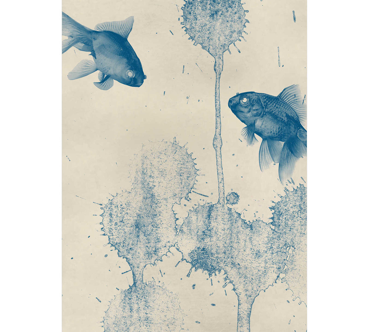 Fotomural Narrow mural blue fish - beige, blue - DD Motive 2