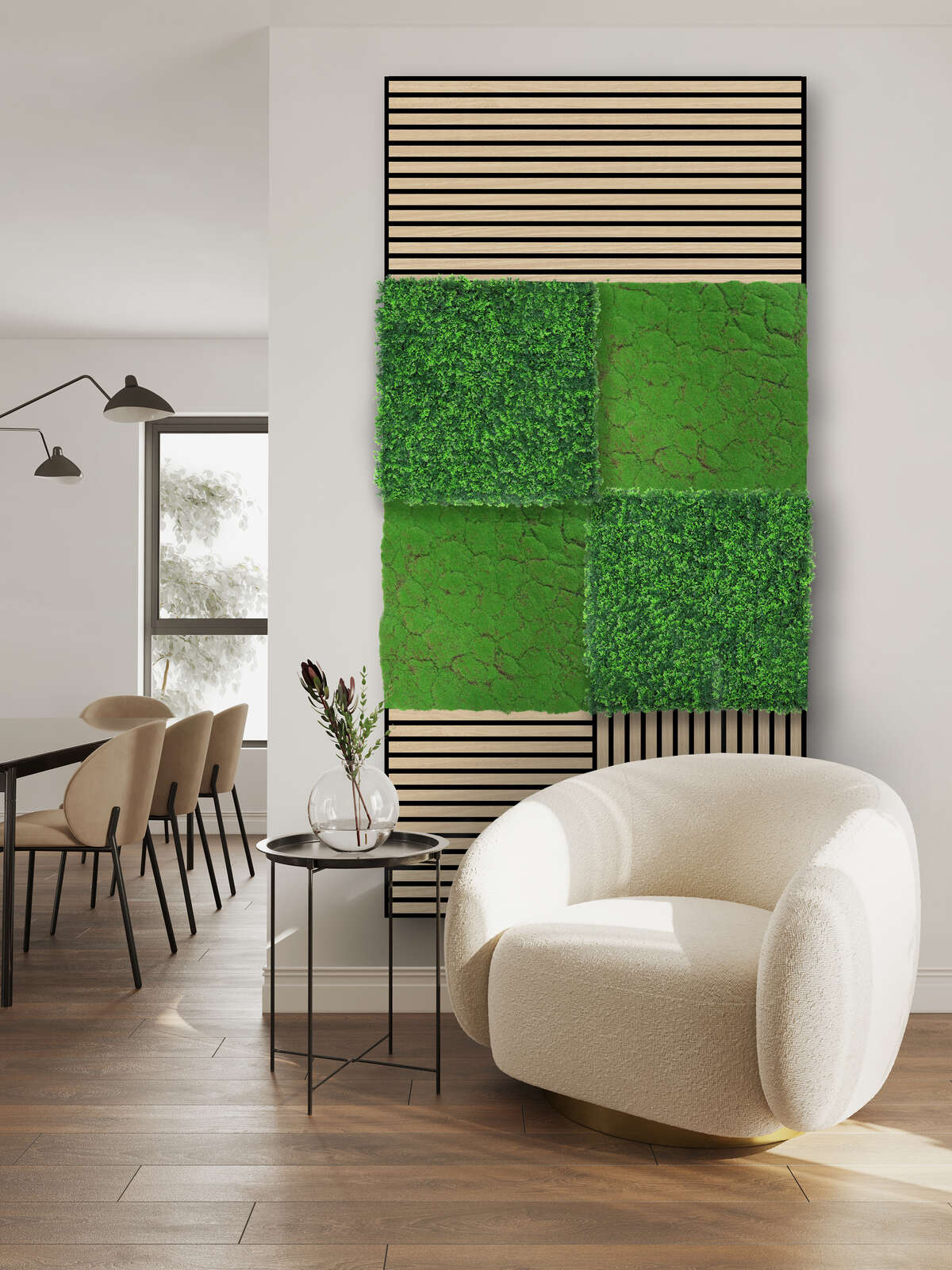 Panel Modular Wall - Mixed Green Design Grass 52 x 52 x 2.8 cm (13669-5) - Imagen 1