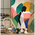 Fotomural Walls by Patel - Photo wallpaper »nala« - Silhouette, leaves & grasses - Colourful motif on vintage plaster texture