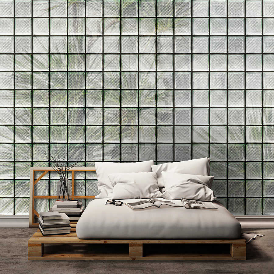 Fotomural Walls by Patel - Green House 1 - Photo wallpaper palm trees & glass blocks