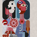 Fotomural Walls by Patel - Couples 3 - Pop Art Couples Wallpaper in Concrete Structure - Beige, Blue