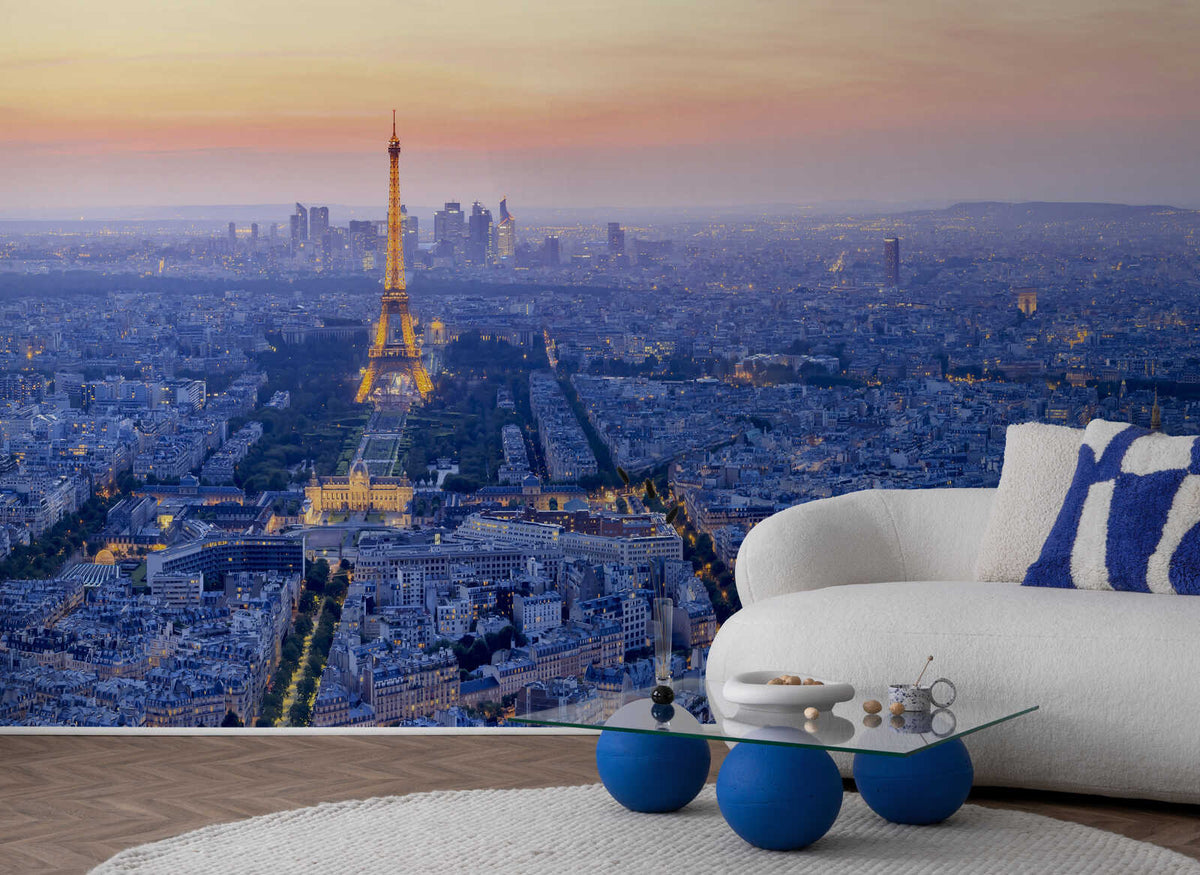 Fotomural Photo wallpaper Paris glows metropolis at dawn - AP Digital 3
