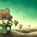 Fotomural Panel XXL 5 - Children mural muffin house in world from Süßigkieten on premium smooth fleece