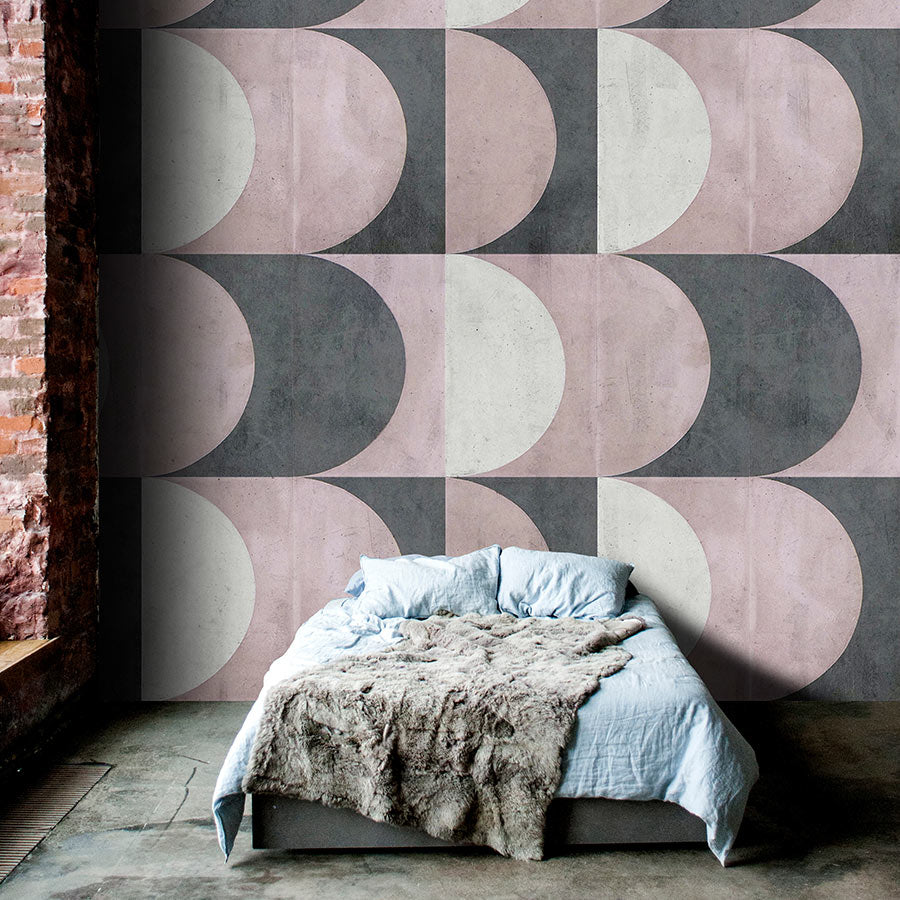 Fotomural Walls by Patel - Photo wallpaper »julek 1« - retro pattern in concrete look - grey, lilac