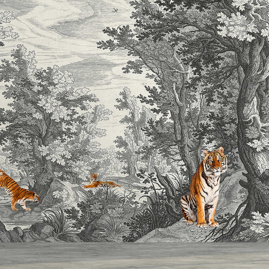 Fotomural Walls by Patel - Fancy Forest 2 - wall mural landscape classic with tiger