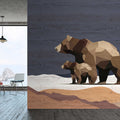Fotomural Walls by Patel - Yukon 3 - mural bears family in facet design & wood look