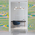Fotomural Walls by Patel - Bounty 3 - photo wallpaper yellow & blue with wood look design