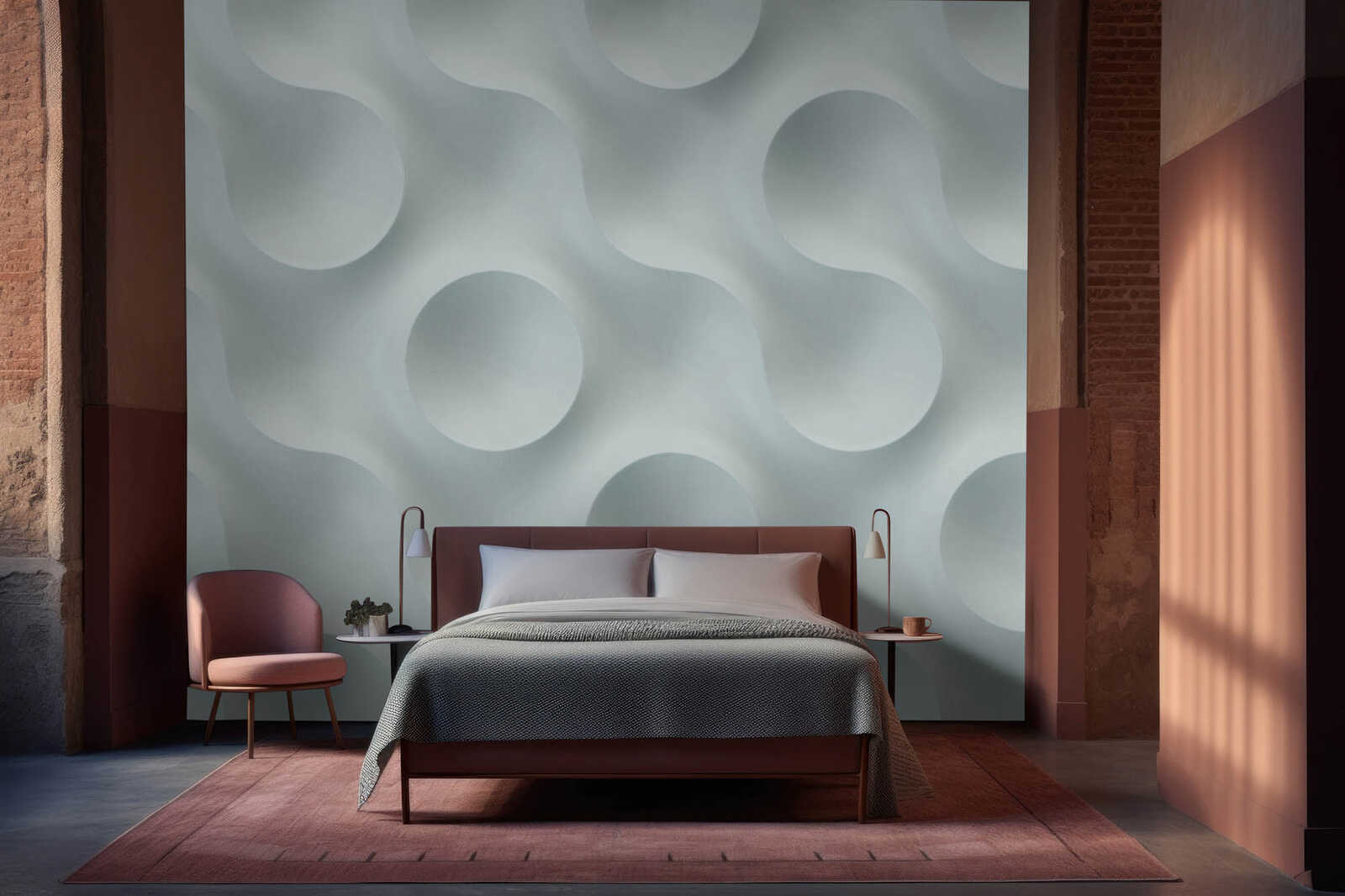 Fotomural Walls by Patel - circular3 - Soft circular motion wallpaper with abstract depth effect - light blue