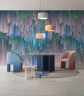 Fotomural Walls by Patel - pulse2 - Contemporary abstraction wallpaper with vertical graduation in textile look - blue, purple