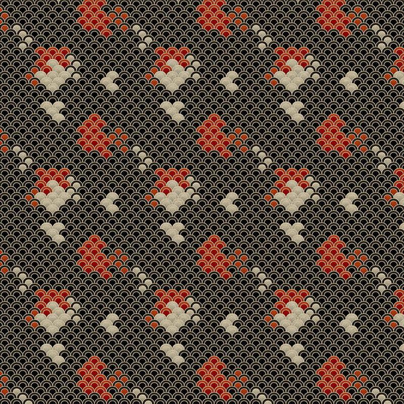 Fotomural Walls by Patel - Koi 1 - Dark Koi Pond Wallpaper - Cardboard Structure - Beige, Red