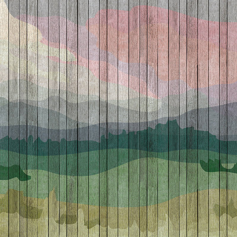 Fotomural Walls by Patel - Mountains 2 - Modern Wallpaper Mountain Landscape & Board Optics - Beige, Blue