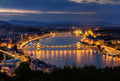 Fotomural Photo wallpaper Budapest city at night - yellow, blue, white - DD Motive 2