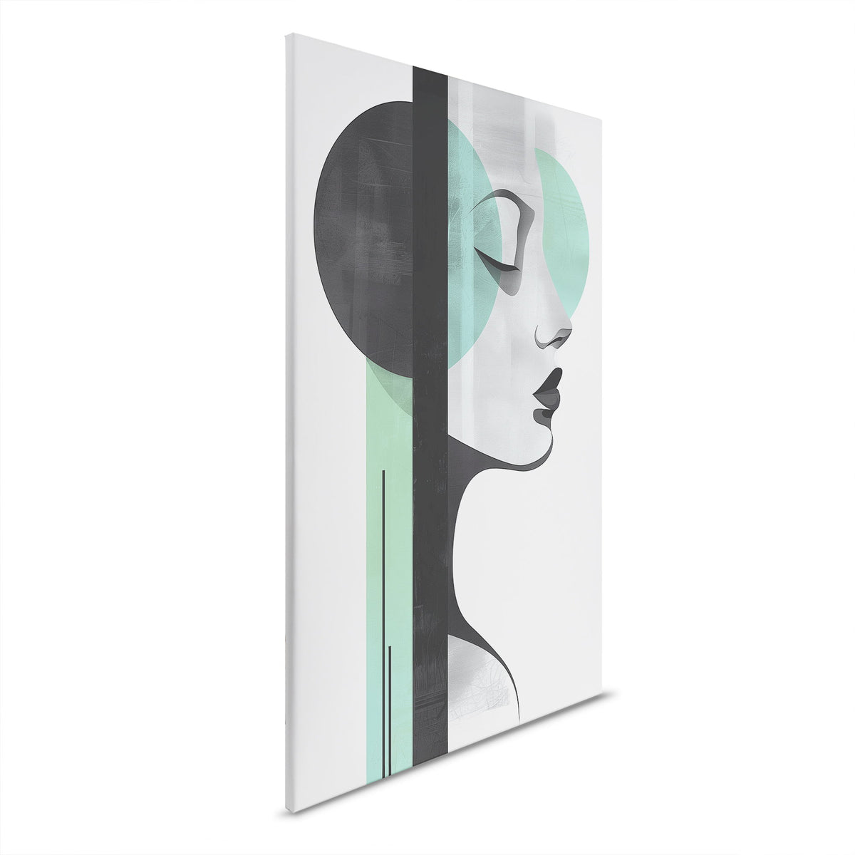 Cuadro Minimalista en verde - Silueta abstracta de una mujer
