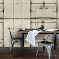 Fotomural Walls by Patel - Photo wallpaper »madurai« - Patchwork design with metal plates with rivets & chains - Smooth, slightly shiny premium non-woven fabric