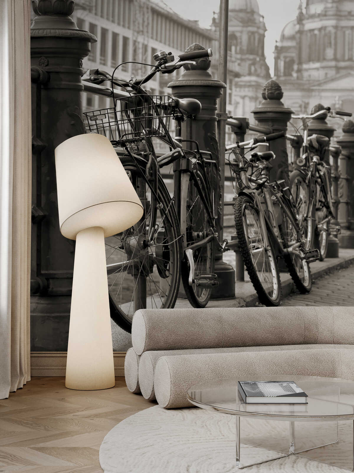 Fotomural Panel XXL 5 - City mural bicycles on the river railing on premium smooth vinyl