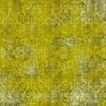 Fotomural Walls by Patel - Old damask 1 - Ornaments on yellow-mottled photo wallpaper in natural linen structure - Yellow