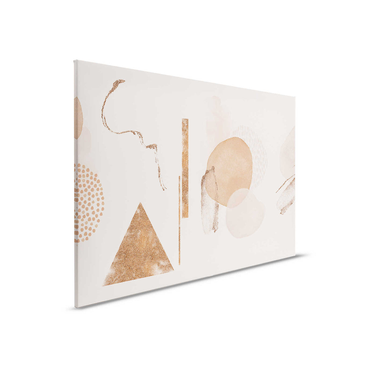 Mina de oro 3 - Cuadro lienzo beige acuarela moderna con toques dorados