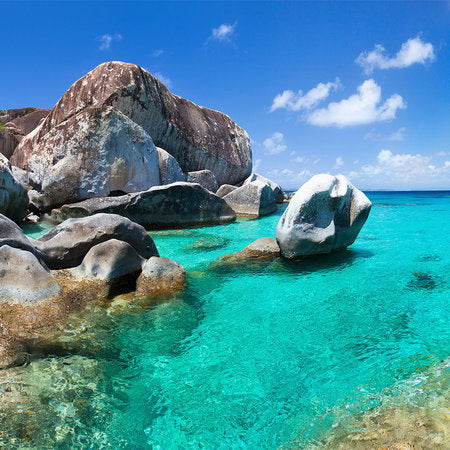 Fotomural Seychelles turquoise water, rocks & palm trees mural - AP Digital 3