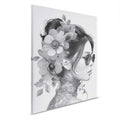 Cuadro lienzo Retrato de flores - Estilo blanco y negro en perfección