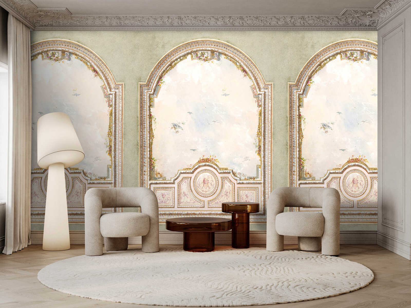 Fotomural Walls by Patel - salon2 - Vintage arch art wallpaper - green, cream