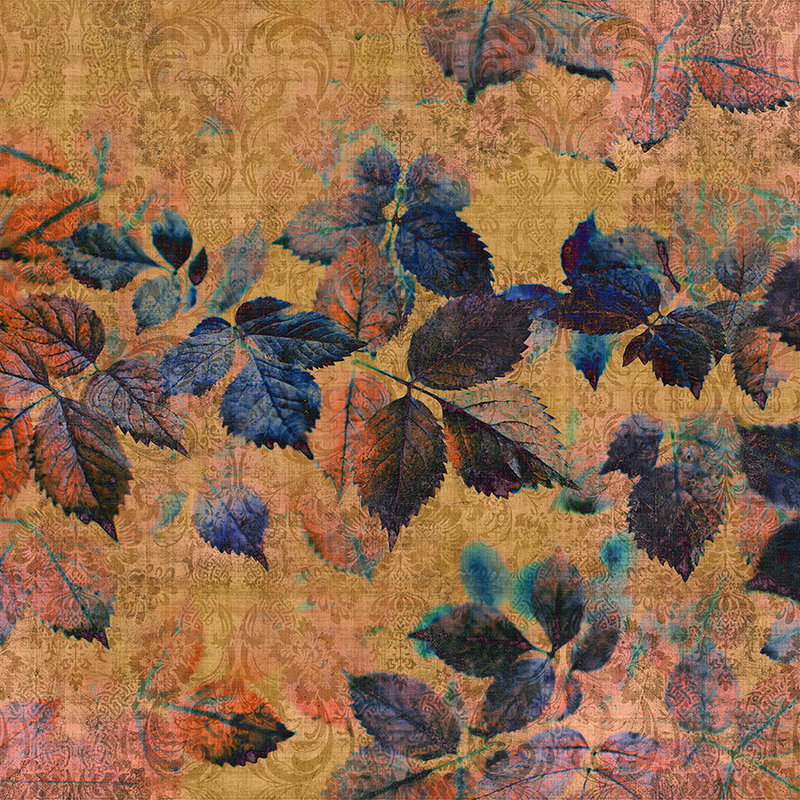 Fotomural Walls by Patel - Indian summer 2 - Floral wallpaper in natural linen structure with warm atmosphere - Yellow, Orange