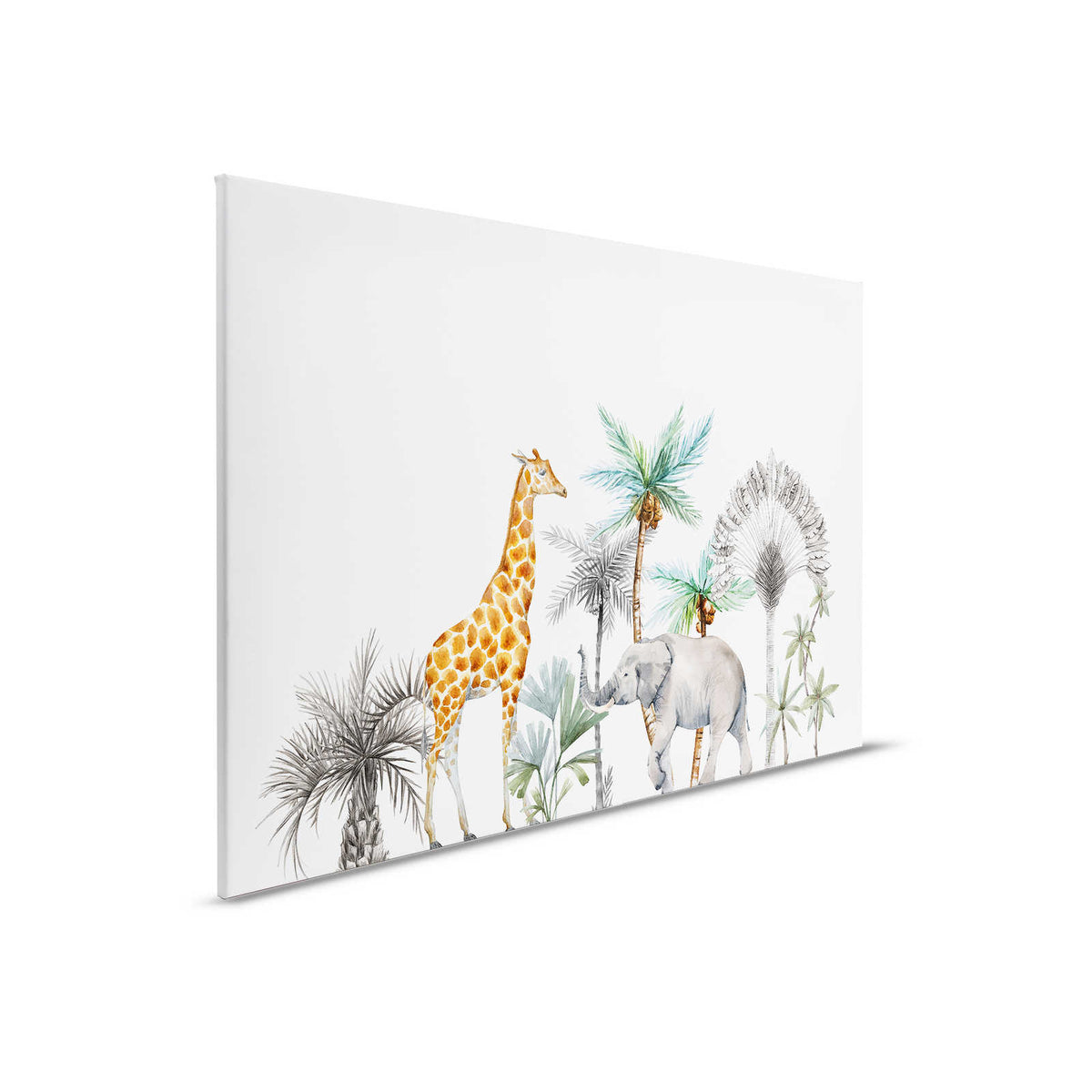 Cuadro en lienzo para habitación infantil con animales y árboles