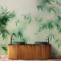 Fotomural Walls by Patel - Panda Paradise 2 - green bamboo in the mist mural