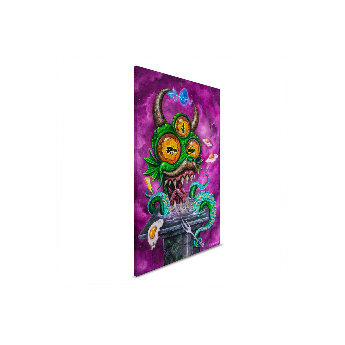 Mystical monster canvas mural 0.7m wide x 0.5m high - Fantasy creature with bright colours - Colourful