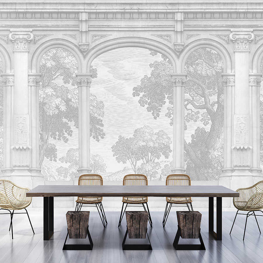 Fotomural Walls by Patel - Roma 1 - grey mural Historic Design with round arch window