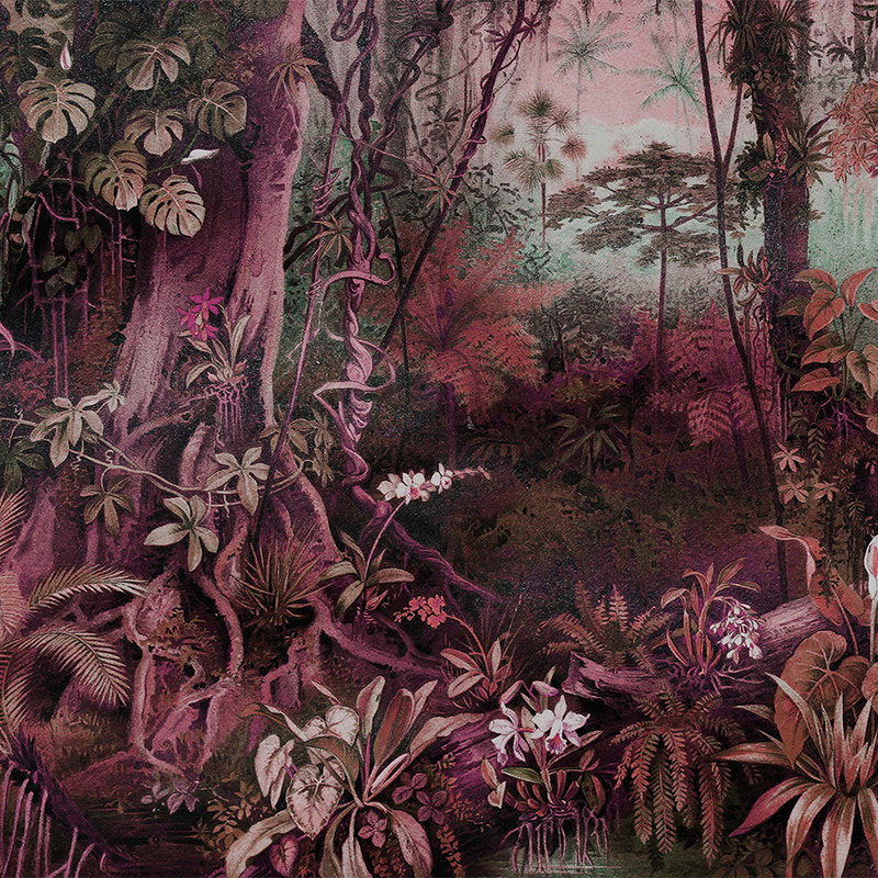 Fotomural Walls by Patel - Jungle drawing style mural - purple, green