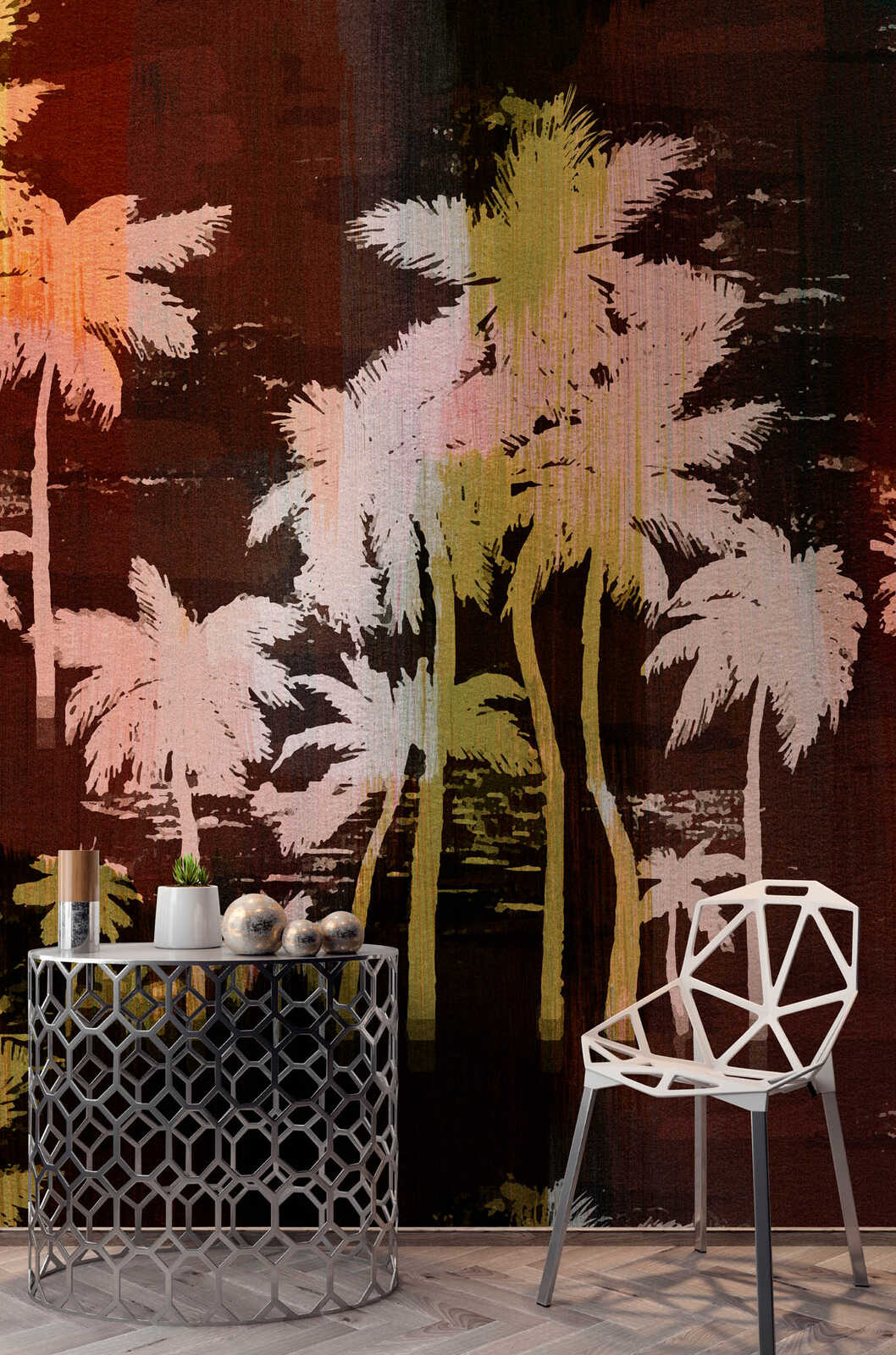 Fotomural Walls by Patel - coco3 - Calm tropical palm landscape wallpaper - dark red, orange