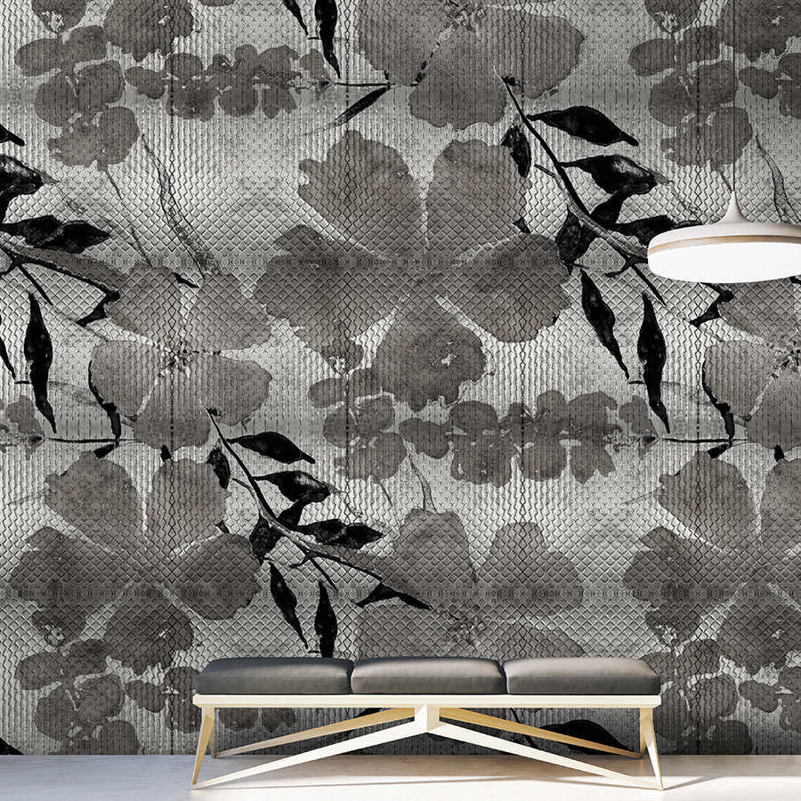 Fotomural Walls by Patel - Odessa 3 - wall mural cherry blossom mum in metallic grey