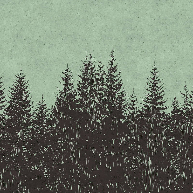 Fotomural Walls by Patel - Forest drawing style fir tops mural