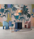 Fotomural Walls by Patel - coco4 - Stylised palm trees in tropical composition wallpaper - blue, green