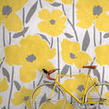 Fotomural Walls by Patel - Flower Market 4 - flowers mural yellow & grey with plaster effect