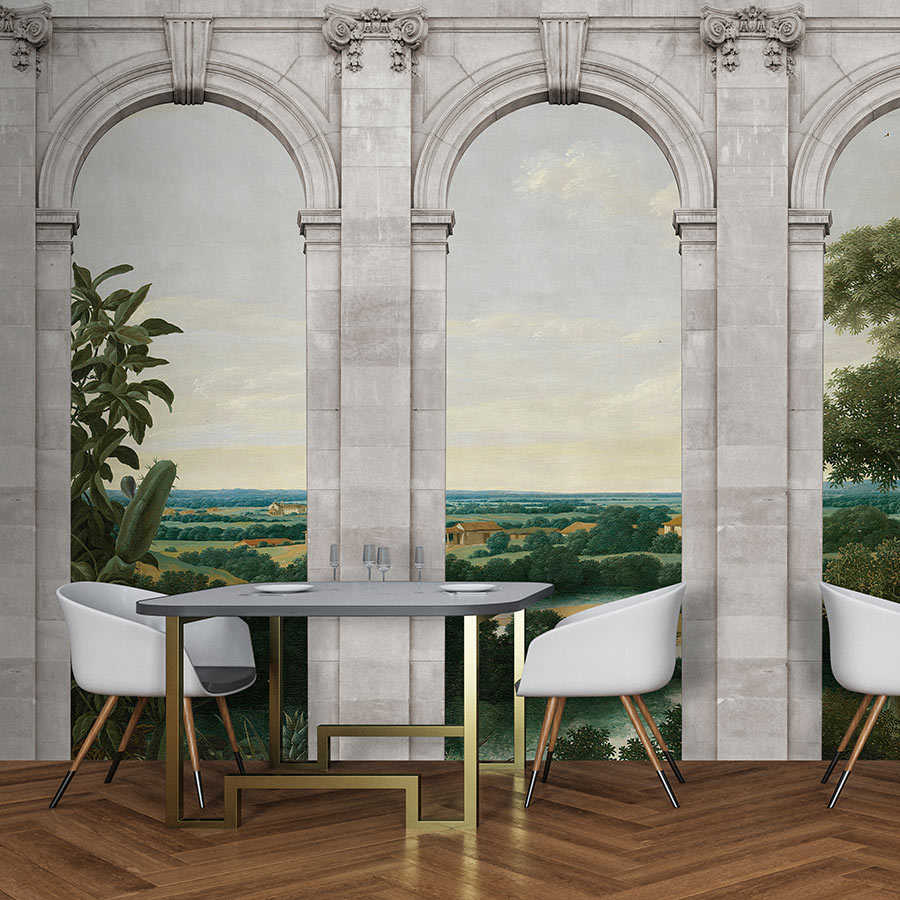 Fotomural Walls by Patel - Castello 2 - window mural round arch & view landscape