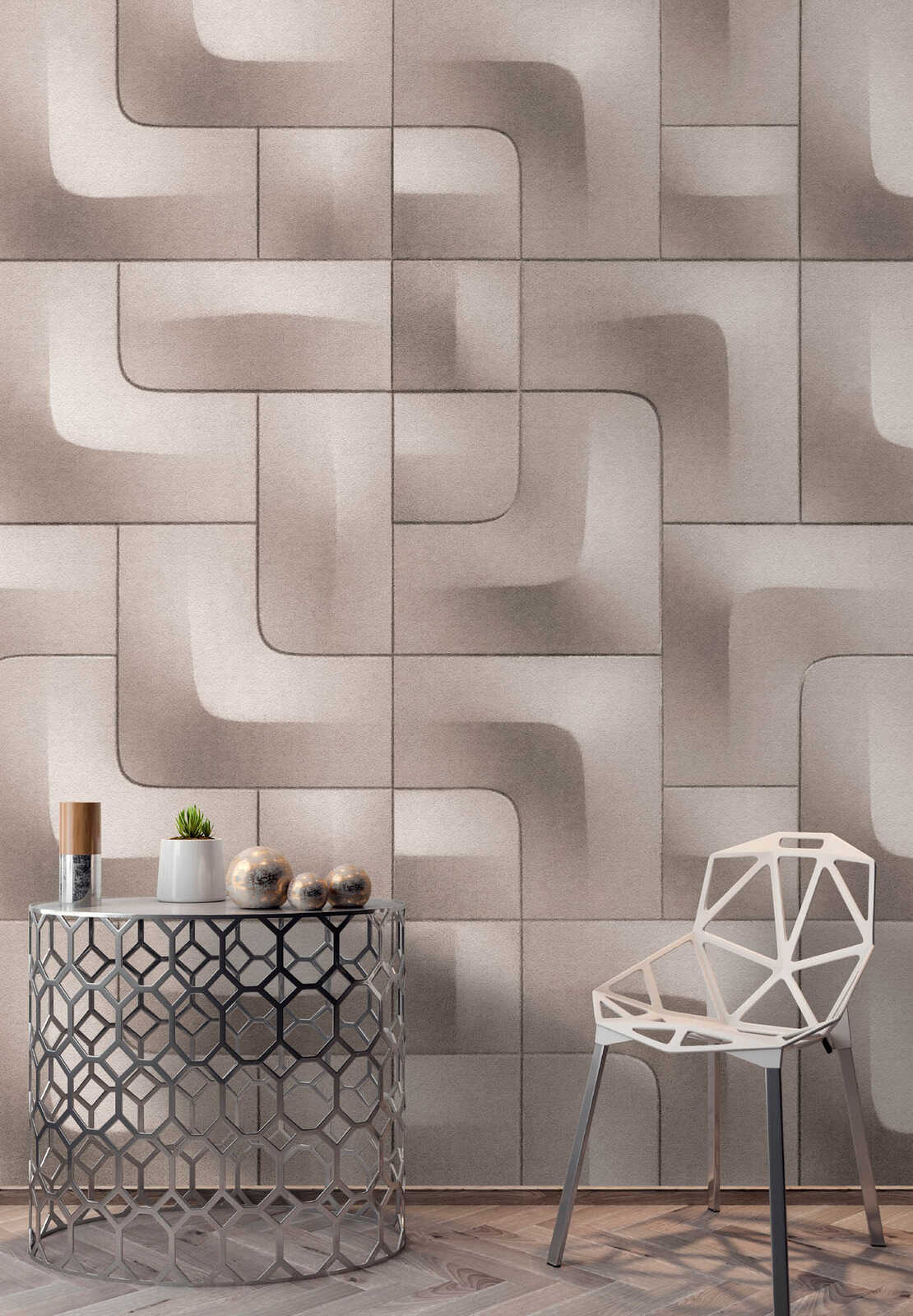 Fotomural Walls by Patel - modulo3 - Harmonious geometric pattern wallpaper with soft depth - grey
