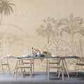 Fotomural Walls by Patel - Photo wallpaper »oasis« - Jungle in drawing style with handmade paper look - Smooth, slightly shiny premium non-woven fabric