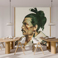 Fotomural Walls by Patel - Photo wallpaper »horishi« - African portrait in pixel style with kraft paper texture - Smooth, slightly shiny premium non-woven fabric